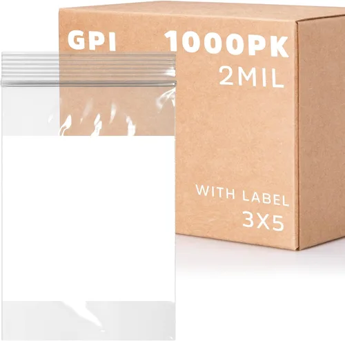 Miniatura 38 de GPI - Mini bolsas con cremallera de 1 x 1 pulgada, paquete de 1000 bolsas de plástico transparente con cierre con cremallera con bloque blanco