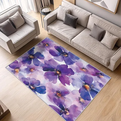 Miniatura 8 de Alfombra retro floral de 2 x 3 pulgadas, lavable de los años 60 y 70, alfombras hippie para entrada, dormitorio, cocina, alfombra de área de flores