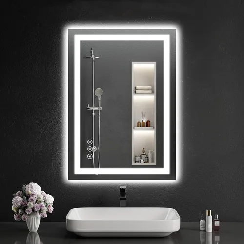 Miniatura 29 de Espejo de baño LED de 30 x 48 pulgadas con luces, regulable, antivaho, espejo de tocador de baño para pared, retroiluminado + luz frontal, función