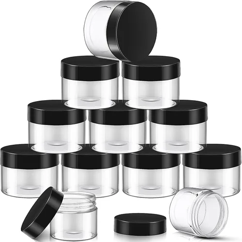 Miniatura 42 de SATINIOR Paquete de 12 frascos de plástico con tapas, frascos redondos para cosméticos de viaje, para artículos de tocador, loción, crema