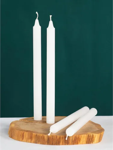 Miniatura 6 de CANDWAX Paquete de 4 velas cónicas blancas, sin goteo, de combustión lenta, sin perfume, de 12 pulgadas, ideales para mesa de comedor, candelabros