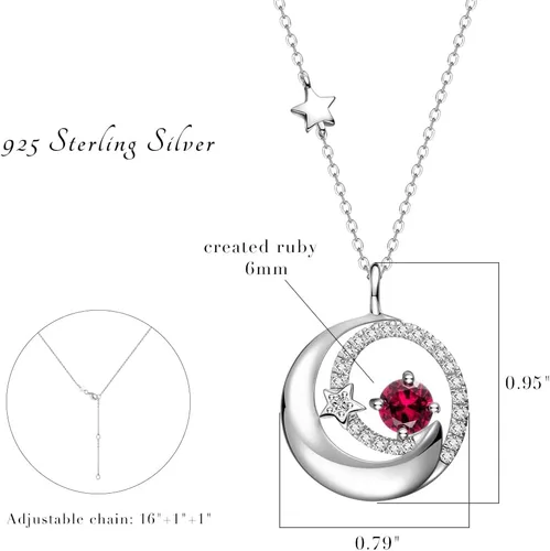 Miniatura 6 de FANCIME Collares de piedra natal de plata de ley 925 con colgante de luna y estrella, joyería fina, regalos de cumpleaños y Navidad para mamá