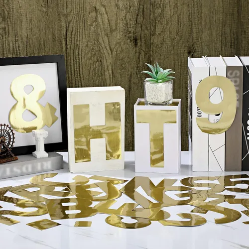 Miniatura 4 de Seajan 184 piezas de calcomanías adhesivas reflectantes de números y letras, paquete de 15 cm de letras gigantes, fondo de vinilo autoadhesivo