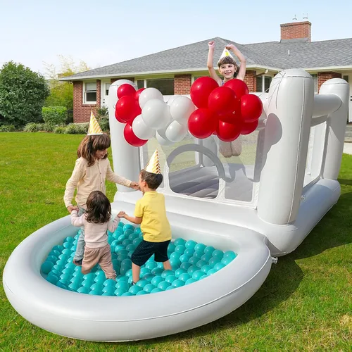 Miniatura 8 de White Bounce House - Casa inflable para niños de 3 a 6 años, casa inflable para interiores y exteriores para niños y adultos