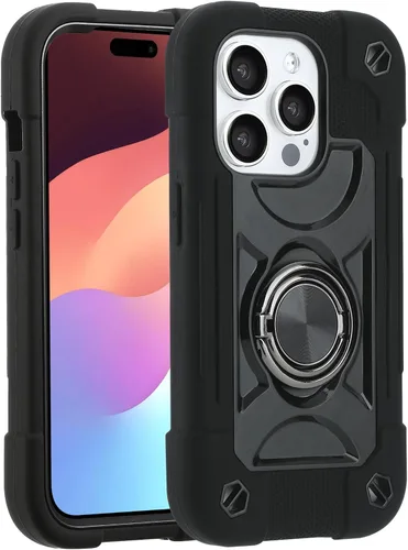 Miniatura 25 de MARKILL Funda compatible con iPhone 15 de 6.1 pulgadas con soporte integrado, [grado militar resistente de cuerpo completo] protección contra Rosa