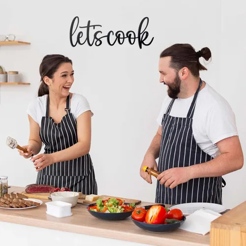 Miniatura 3 de AWISBI Metal Let's Cook Sign, Rustic Cutout Eat Signs, Farmhouse Wall Sign, Kitchen Wall Decor for Kitchen Dining Room Living Room Home Cafe Bar