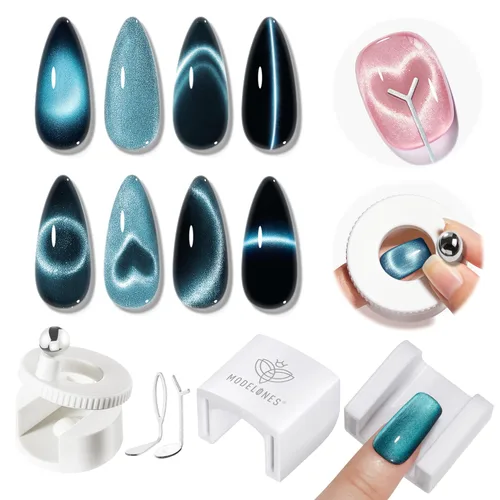 Miniatura 17 de Modelones Kit de estampado de uñas a cuadros de 16 piezas, sello de punta francesa, esmalte de gel de pintura blanca y negra, a prueba de polvo