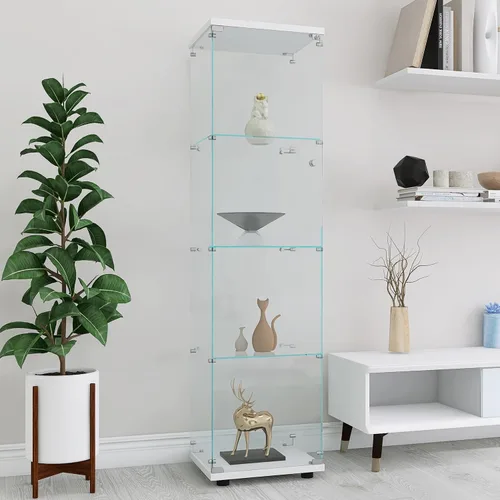 Miniatura 6 de Vitrina de cristal de 64 pulgadas de alto, gabinete de 4 estantes con puerta de vidrio de la colección Curio, vitrina de trofeos con cerradura