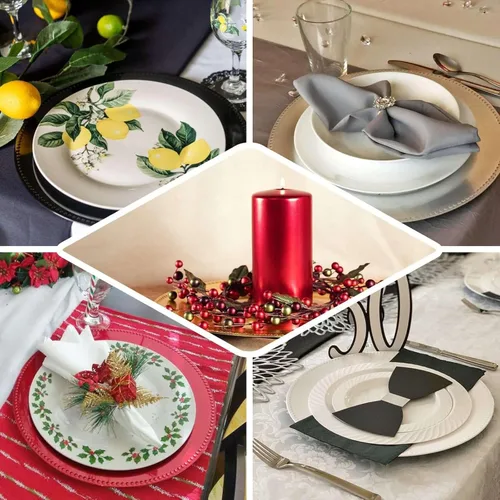 Miniatura 8 de Efavormart - 6 platos de carga redondos con cuentas negras de 13 pulgadas para decoración de mesa, vacaciones, boda, catering, decoración de eventos