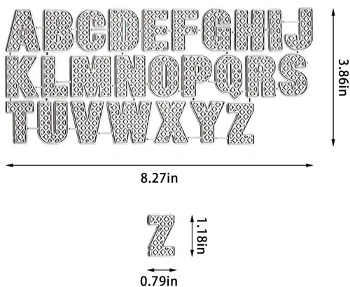 Miniatura 2 de Troqueles de corte del alfabeto mayúscula de metal, huecos, 26 letras del alfabeto, palabras, troqueladas, plantillas en relieve, molde de plantilla