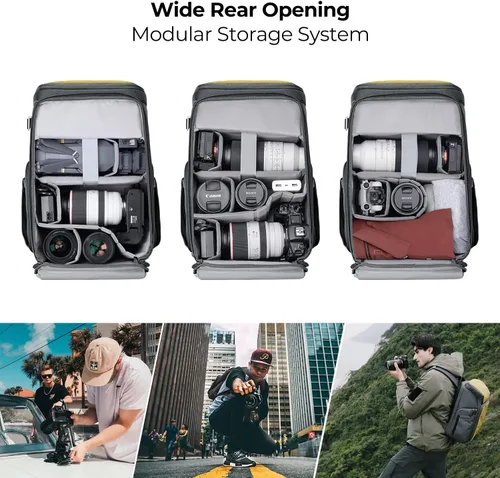 Miniatura 3 de K&F CONCEPT Mochilas profesionales para cámaras de 25L de gran capacidad para fotógrafos, impermeables, mochila para cámara de fotografía para Lemon