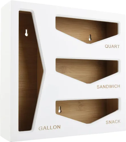 Miniatura 8 de Organizador de almacenamiento de bolsas de bambú para cajón de cocina, organizador de bolsas, compatible con bolsas de varios tamaños de galón, Negro