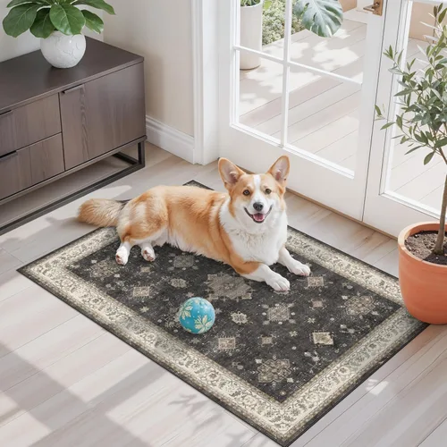 Miniatura 90 de Alfombra antideslizante lavable de 2 x 3 pies - Alfombra suave de pelo bajo para cocina, entrada y dormitorio - Tapete moderno para puerta