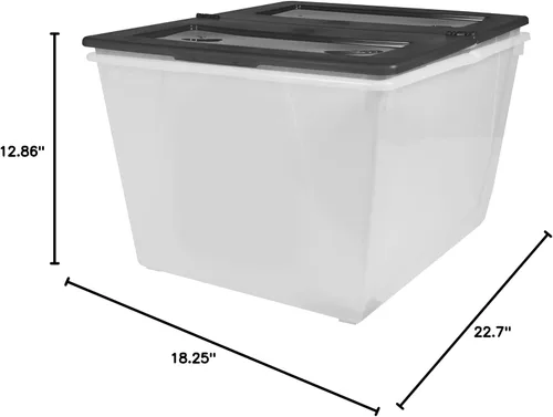 Miniatura 7 de Storex Bolsa de almacenamiento de 16 galones (60 L) con tapa plegable, 22.7 x 18.25 x 12.86 pulgadas, escarcha/negro, paquete de 4 (00900A04C)