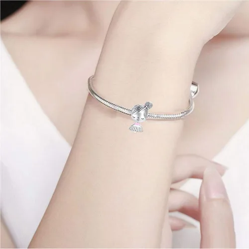Miniatura 4 de LeeFeel Abalorio de corazón con diseño de corazón con circonita cúbica transparente para mujer