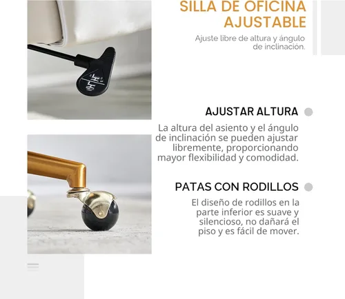 Miniatura 4 de ECHINGLE Silla de escritorio de oficina en casa, tapizada de terciopelo, moderna y cómoda, silla de oficina para mujer, ergonómica, ajustable