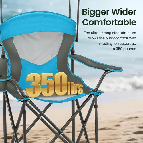 Miniatura 8 de HIGH POINT SPORTS Silla de descanso resistente con toldo para senderismo, silla de viaje, silla plegable para exteriores, campamento, patio, soporta