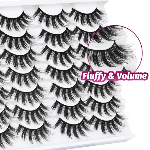 Miniatura 4 de Veleasha Pestañas postizas de visón sintético 3D, pestañas postizas esponjosas de aspecto natural, paquete de 14 pares de pestañas postizas de lujo
