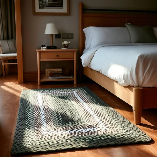 Miniatura 14 de Super Area Rugs Alfombra trenzada azul de 7 x 9 pulgadas, alfombra tejida ovalada para sala de estar, alfombra trenzada de granja, alfombra