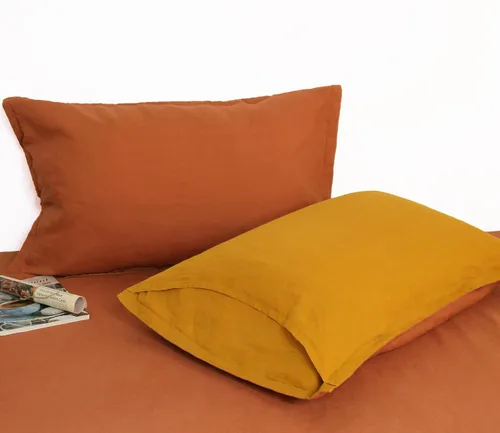 Miniatura 29 de S VICTORY SYMBOL Juego de 2 fundas de almohada de lino 100% orgánico, fundas de almohada de lino natural francés con cierre de botones de coco
