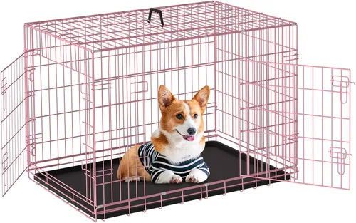 Miniatura 9 de Jaula negra para perros de 42 pulgadas, grande, XXL, plegable para perros grandes, jaulas de alambre de metal, jaula de segregación de animales