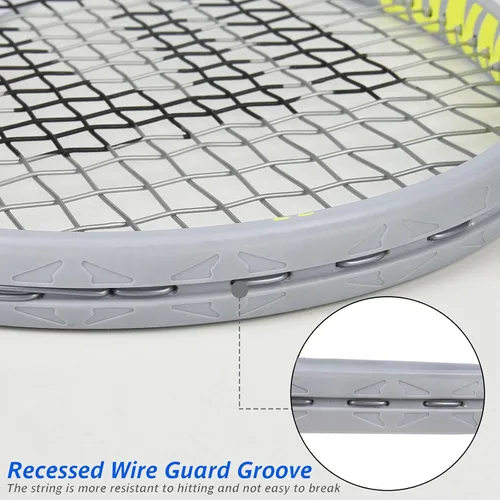 Miniatura 4 de Raqueta de tenis para adultos de 27 pulgadas, raqueta de tenis de fibra de carbono a prueba de golpes, ligera, pre-cordada y con empuñadura