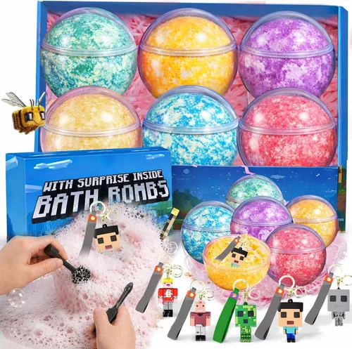 Miniatura 11 de Bombas de baño para niños: bombas de baño XXL con sorpresa en el interior, bombas de baño orgánicas ricas en aceites esenciales naturales, juego