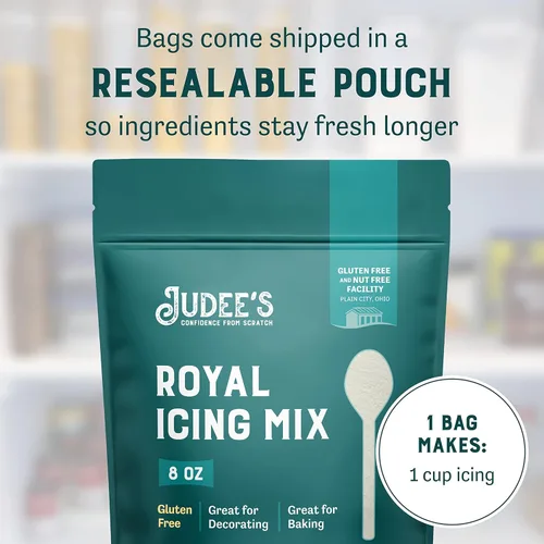 Miniatura 3 de Judee's Gluten Free Royal Icing Mix - Mezcla fácil con polvo de merengue - Para decoración de galletas de azúcar y glaseado de galletas, polvo