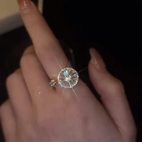 Miniatura 6 de Aphro Anillo giratorio de cristal dorado para aliviar la ansiedad – Anillo giratorio ajustable para aliviar la ansiedad y el estrés, regalo