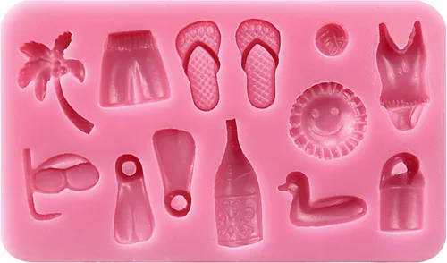 Miniatura 8 de Funshowcase Molde de silicona para decoración de pasteles de vacaciones en la playa, decoración de pasteles de fondant, decoración de cupcakes, 634