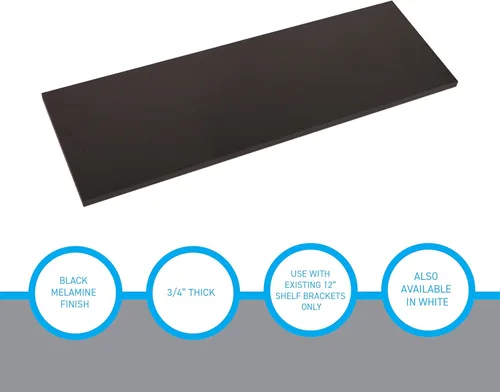 Miniatura 3 de SSWBasics Tablero de estante de melamina negra laminada, 36 pulgadas de largo x 12 pulgadas de ancho, estantes de repuesto duraderos y elegantes
