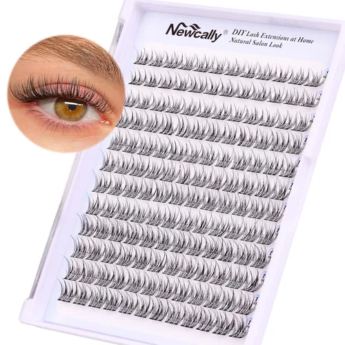 Extensiones de pestañas naturales en racimo DIY, 144 piezas, pestañas individuales onduladas, C-curly, 9-11 mm, pestañas falsas de visón sintético