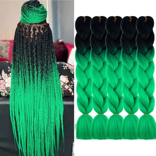 Miniatura 34 de Extensiones de cabello trenzado color gris degradado, 5 unidades, trenzas sintéticas de 24 pulgadas, 2 tonos, cabello gris para trenzas de caja, #28