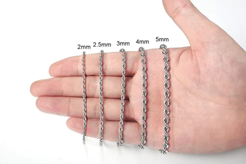 Miniatura 3 de Savlano Cadena de collar de cuerda de acero inoxidable de 0.079 a 0.18 pulgadas para hombres y mujeres, viene en caja de regalo de 16 a 30 pulgadas