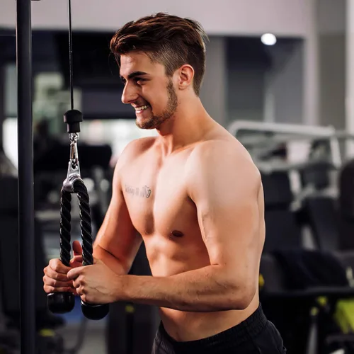 Miniatura 9 de Combinación de accesorios para máquina de cable, accesorios de acero sólido resistente LAT con asas de ejercicio y correas de tobillo, accesorios