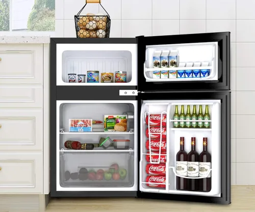 Miniatura 6 de Refrigerador compacto, unidad de 3.2 pies cúbicos Mini refrigerador de hoja laminada en frío con congelador, refrigerador de dormitorio con estantes