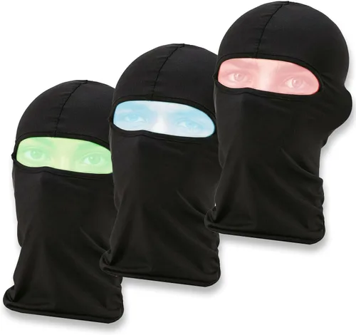 Miniatura 8 de Paquete de 3 pasamontañas con un agujero, máscara de esquí de verano, para refrescar el sudor, protector UV, gorra de cara completa, bufanda