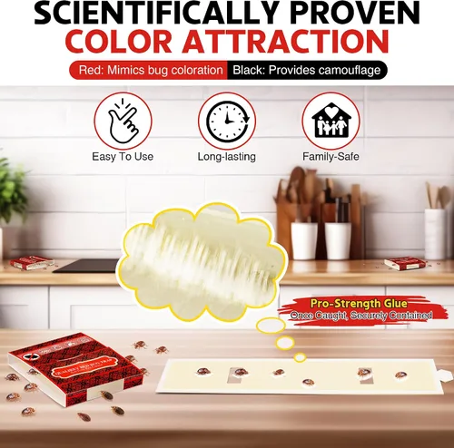 Miniatura 6 de Qualirey Paquete de 24 trampas para insectos de cama, detector de chinches no tóxico para patas de cama, interceptores de chinches atraen chinches