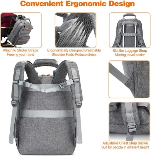 Miniatura 4 de Bolsa de pañales para mamá, hospital, bolsas de bebé para niñas y niños, mochila de viaje grande multifunción para computadora portátil, mochila