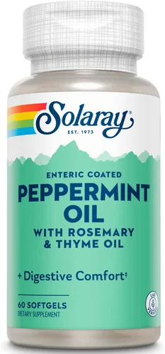 SOLARAY Aceite de menta con aceite de romero y aceite de tomillo, fórmula calmante que apoya la comodidad digestiva para adultos, revestimiento