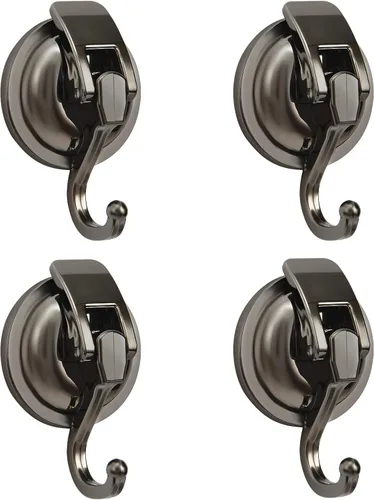Miniatura 12 de Colgador de corona, chapado en negro, pulido con súper succión para ventanas de vidrio, cocina, baño y baño, paquete de 6, plástico ABS