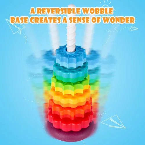 Miniatura 3 de Juguete giratorio apilable para niños, torre arco iris, ruedas giratorias de doble color, plástico ABS fuerte sin BPA, educación temprana, diversión