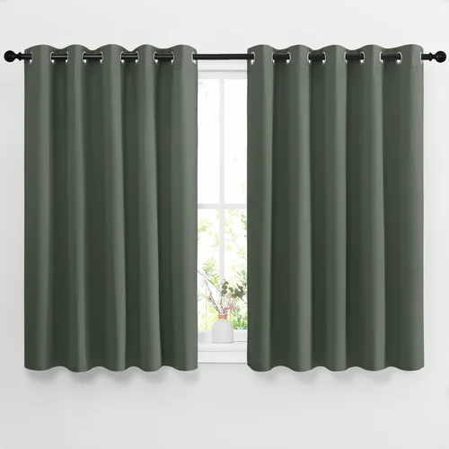 NICETOWN Cortinas opacas de dormitorio para ventana de cocina, tratamiento de ventana, aislamiento térmico, ojales sólidos, reducción de sonido para