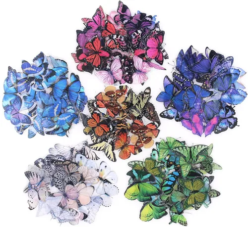 Juego de calcomanías de mariposas pequeñas (240 piezas) lindas calcomanías de mariposa coloridas para álbumes de recortes, calcomanías decorativas