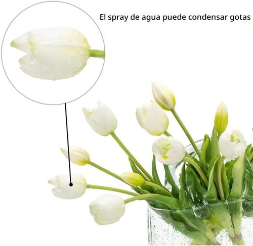 Miniatura 3 de DUYONE 15 flores de tulipanes artificiales, ramo de látex de tacto real, tulipanes falsos para oficina, boda, fiesta, hogar, cocina, jardín