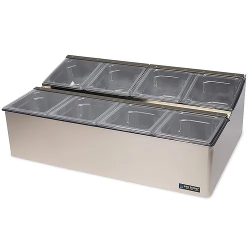 Miniatura 2 de San Jamar Ez-Chill Centro de preparación de alimentos autoservicio con tapa con bisagras para bares, restaurantes y cocinas, acero inoxidable