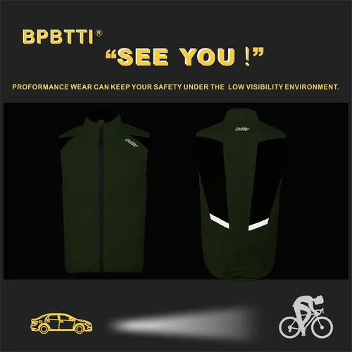 Miniatura 5 de bpbtti Chaleco de ciclismo para hombre, rompevientos sin mangas con dos bolsillos laterales (2.0), resistente al viento, transpirable y reflectante