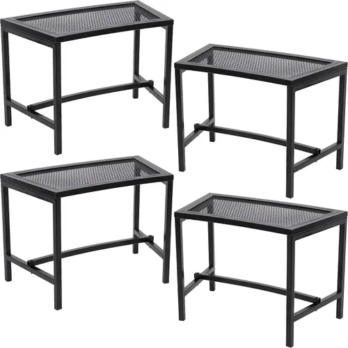 Miniatura 10 de Sunnydaze Banco curvado de malla para exteriores, juego de banco de metal para patio, asientos exteriores resistentes para patio trasero o hoguera