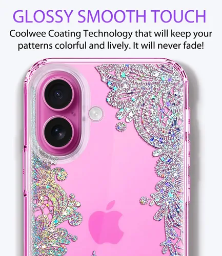 Miniatura 5 de Funda para iPhone 16, con protector de pantalla, linda para mujeres y niñas, funda protectora de grado militar de 10 pies para iPhone 16, funda
