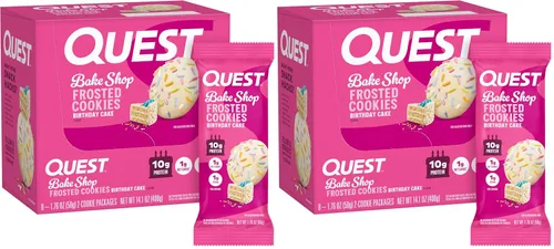 Miniatura 13 de Quest Nutrition Frosted Cookies Twin Pack, Pastel de Cumpleaños, 1g de Azúcar, 10g de Proteína, 2g de Carbohidratos Netos, Sin Gluten, 8